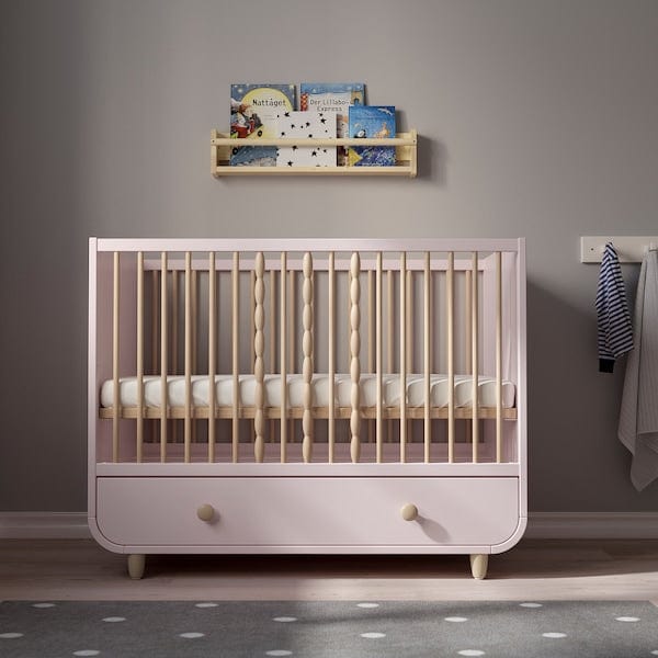 Ikea MYLLRA Cot with drawer - pale pink 60x120 cm