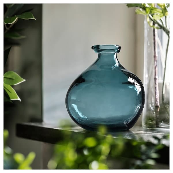 Ikea MYRMOSAIK - Vase, blue,18 cm