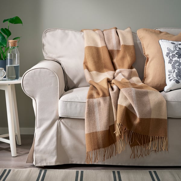 MYRULL throw, light brown, 130x170 cm