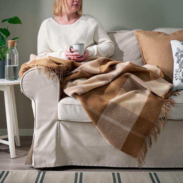 MYRULL throw, light brown, 130x170 cm