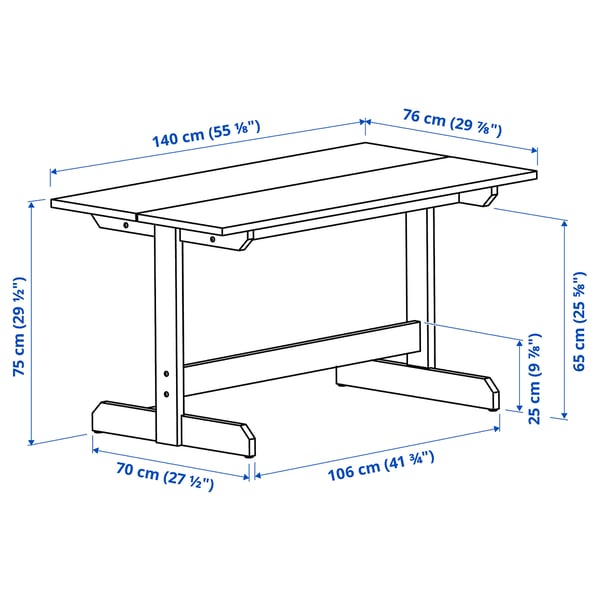 NACKANÄS - NACKANÄS Table, acacia, 140x76 cm