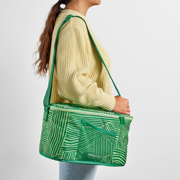 NÄBBFISK - Cooling bag, patterned/green, 36x26x22 cm