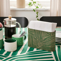 NÄBBFISK - Napkin holder, paper/patterned green, 15x22 cm