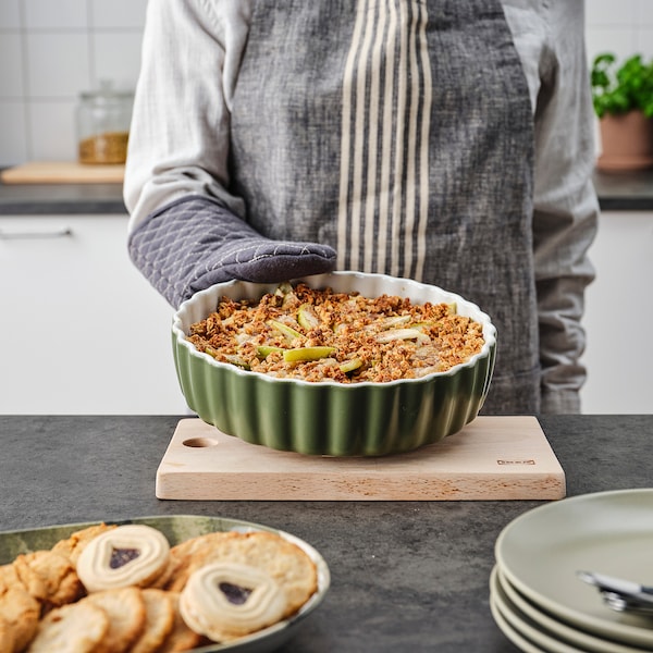 NÄBBFISK - Pie dish, white/dark green, 24 cm