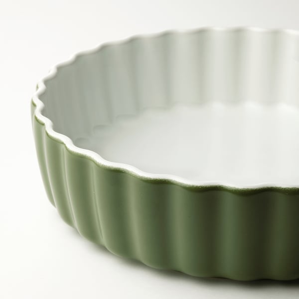 NÄBBFISK - Pie dish, white/dark green, 24 cm