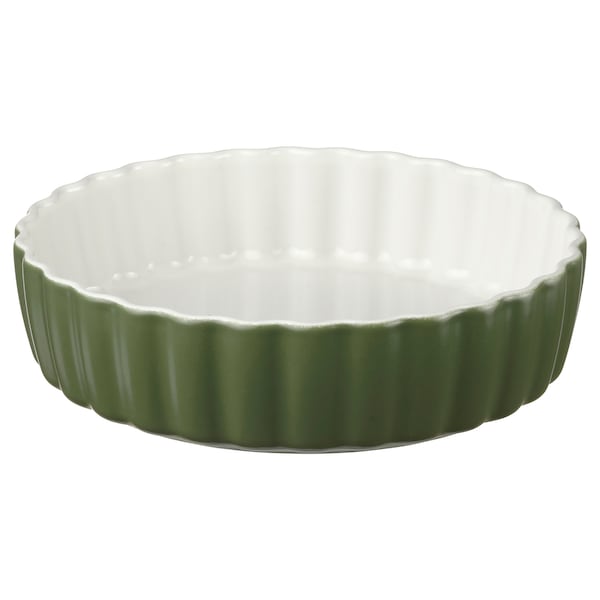 NÄBBFISK - Pie dish, white/dark green, 24 cm