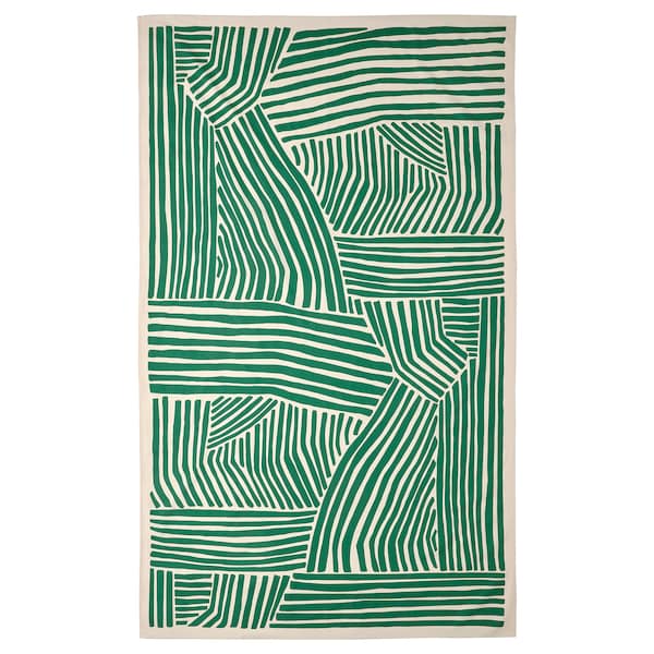 NÄBBFISK - Tablecloth, patterned off-white/dark green, 145x240 cm