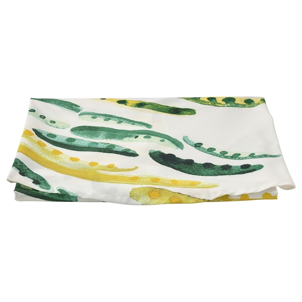 NÄBBFISK - Tablecloth, patterned yellow/green/white round, 150 cm