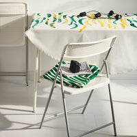 NÄBBFISK - Tablecloth, patterned yellow/green/white round, 150 cm