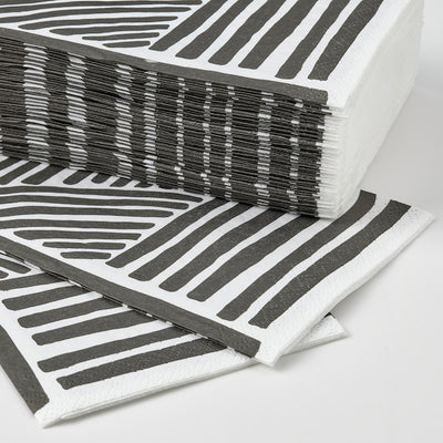 NÄBBFISK - Paper napkin, white/black patterned,38x38 cm