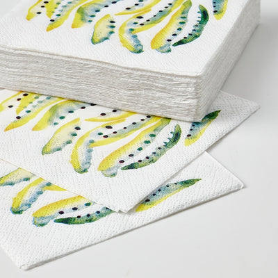 NÄBBFISK - Paper napkin, yellow/green fantasy,24x24 cm