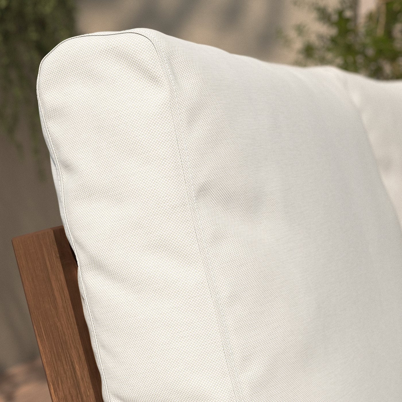 NÄMMARÖ 2-seat modular sofa, outdoor, light brown stained/Frösön/Duvholmen beige, 126 cm