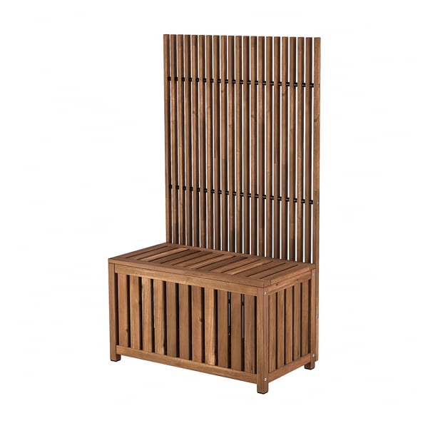 NÄMMARÖ storage box and privacy screen, outdoor/light brown stained, 80x68x140 cm