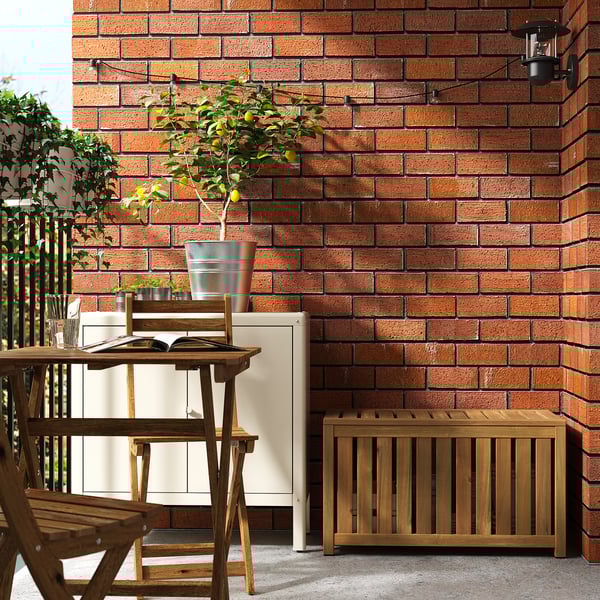 NÄMMARÖ - NÄMMARÖ Storage box, light brown stained indoor/outdoor, 80x40x45 cm