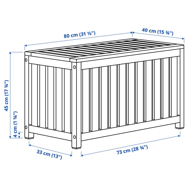 NÄMMARÖ - NÄMMARÖ Storage box, light brown stained indoor/outdoor, 80x40x45 cm