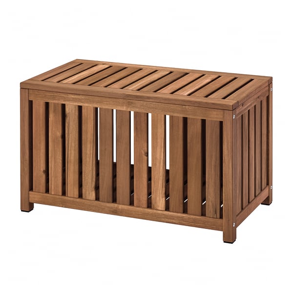 NÄMMARÖ - NÄMMARÖ Storage box, light brown stained indoor/outdoor, 80x40x45 cm