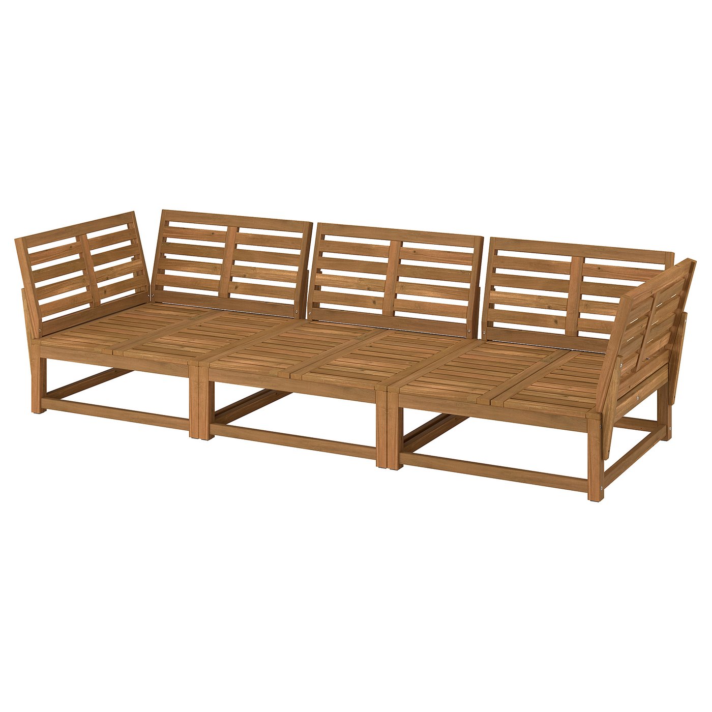 NÄMMARÖ 3-seat modular sofa, outdoor armrests/light brown stained, 264 cm