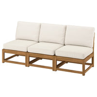 NÄMMARÖ 3-seat modular sofa, outdoor light brown stained/Frösön/Duvholmen beige, 189 cm