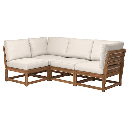 NÄMMARÖ - 3-seater sectional corner sofa, outdoor stained light brown/Frösön/Duvholmen beige