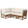 NÄMMARÖ modular corner sofa, 3-seat, outdoor light brown stained/Frösön/Duvholmen beige, 210x86x74 cm
