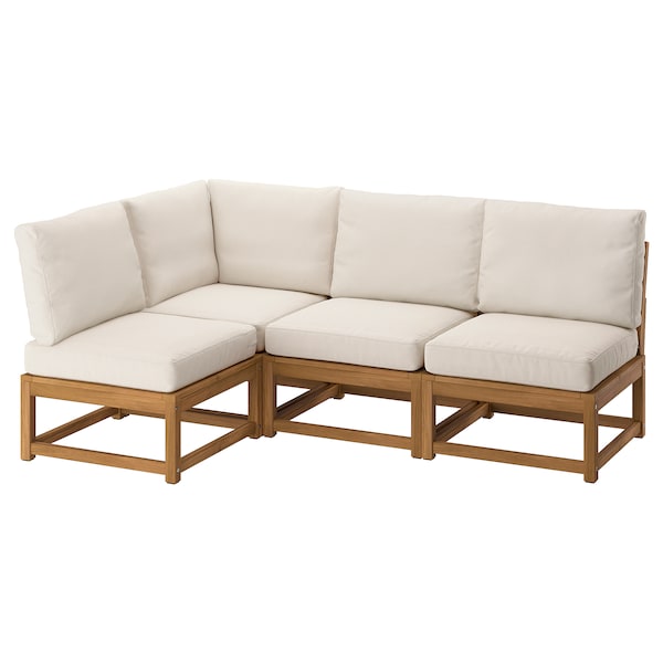 NÄMMARÖ - 3-seater sectional 3-seater corner sofa, outdoor mottled light brown/Frösön/Duvholmen beige