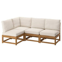 NÄMMARÖ 3-seat modular corner sofa, outdoor light brown stained/Frösön/Duvholmen beige, 200 cm