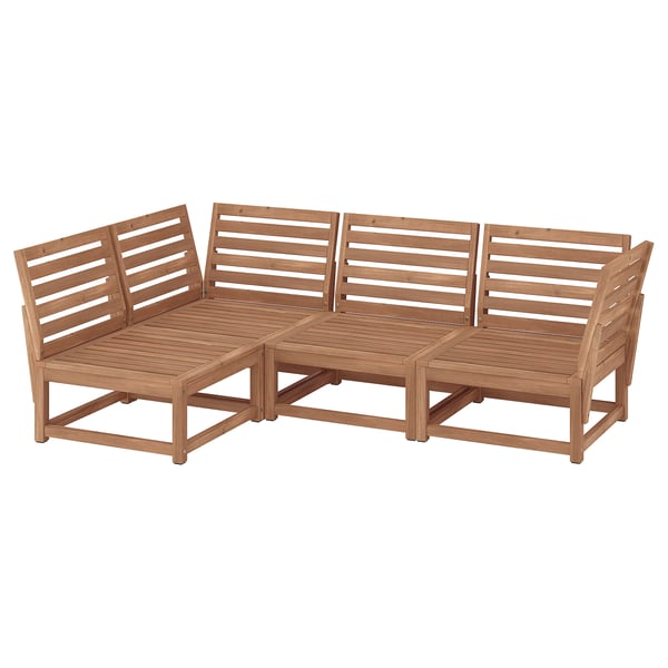 NÄMMARÖ modular corner sofa, 3-seat, outdoor light brown stained, 210x86x74 cm