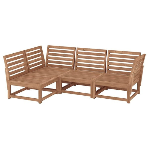 NÄMMARÖ - Modular corner sofa, 3-seat, outdoor light brown stained