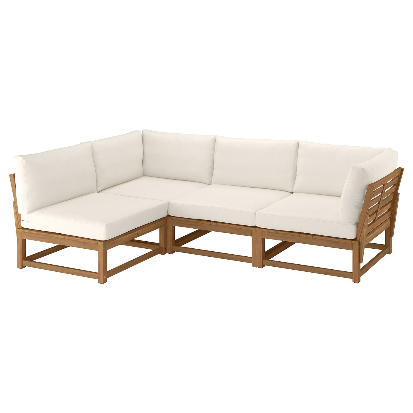 NÄMMARÖ corner sofa, 3-seat, outdoor light brown stained/Frösön/Duvholmen beige, 264 cm