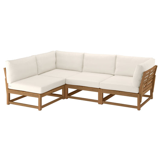 NÄMMARÖ corner sofa, 3-seat, outdoor light brown stained/Frösön/Duvholmen beige, 264 cm