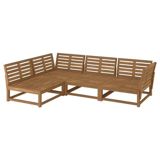 NÄMMARÖ corner sofa, 3-seat, outdoor light brown stained, 264 cm