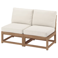 NÄMMARÖ 2-seat modular sofa, outdoor, light brown stained/Frösön/Duvholmen beige, 126 cm
