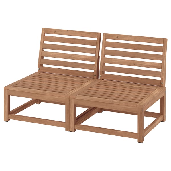 NÄMMARÖ 2-seat modular sofa, outdoor, light brown stained, 126 cm