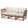 NÄMMARÖ 3-seat modular sofa, outdoor, armrests light brown stained/Frösön/Duvholmen beige, 210x86x74 cm
