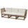 NÄMMARÖ - 3-seater sectional sofa, outdoor, mordant arms light brown/Kuddarna light gray-beige