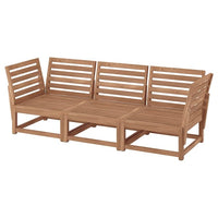 NÄMMARÖ 3-seat modular sofa, outdoor, armrests light brown stained, 210 cm