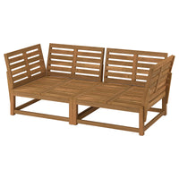 NÄMMARÖ 2-seat modular sofa, outdoor armrests/light brown stained, 183 cm