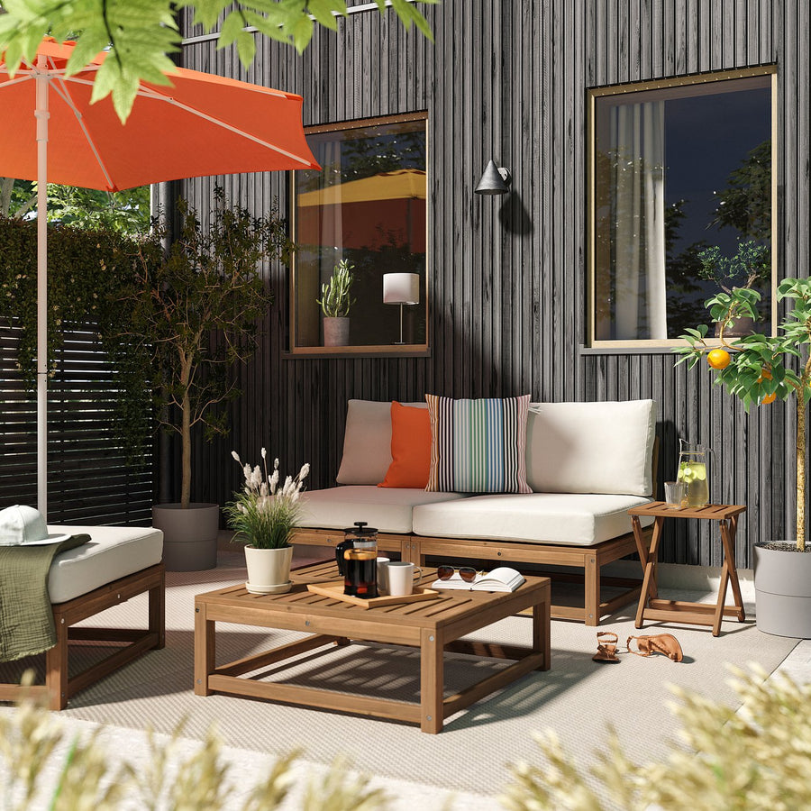 NÄMMARÖ 2-seat modular sofa, outdoor light brown stained/Frösön/Duvholmen beige, 162 cm