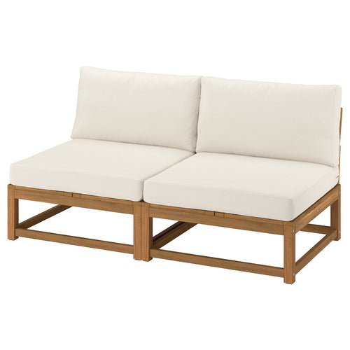 NÄMMARÖ 2-seat modular sofa, outdoor light brown stained/Frösön/Duvholmen beige, 162x86x92 cm