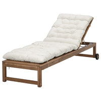NÄMMARÖ sun lounger, outdoor light brown stained/Kuddarna light grey-beige, 115x60 cm