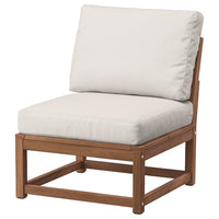NÄMMARÖ easy chair, outdoor, light brown stained/Frösön/Duvholmen beige, 63 cm