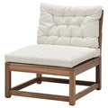 NÄMMARÖ easy chair, outdoor, light brown stained/Kuddarna light grey-beige, 63 cm