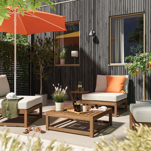 NÄMMARÖ modular easy chair, outdoor light brown stained/Frösön/Duvholmen beige, 81x86x92 cm