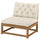 NÄMMARÖ modular easy chair, outdoor light brown stained/Kuddarna light grey-beige, 81 cm