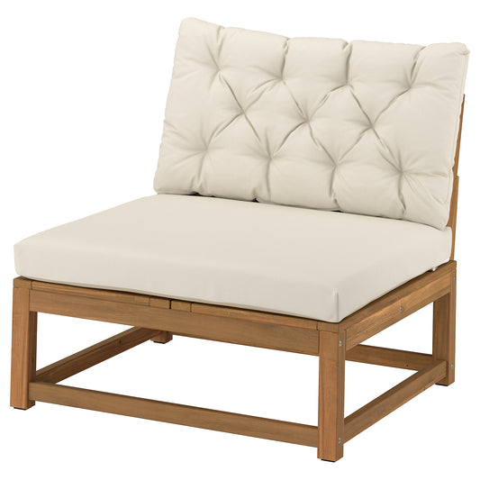 NÄMMARÖ modular easy chair, outdoor light brown stained/Kuddarna light grey-beige, 81x86x92 cm