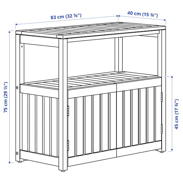 NÄMMARÖ - Shelving unit, outdoor, light brown stained, 83x75 cm