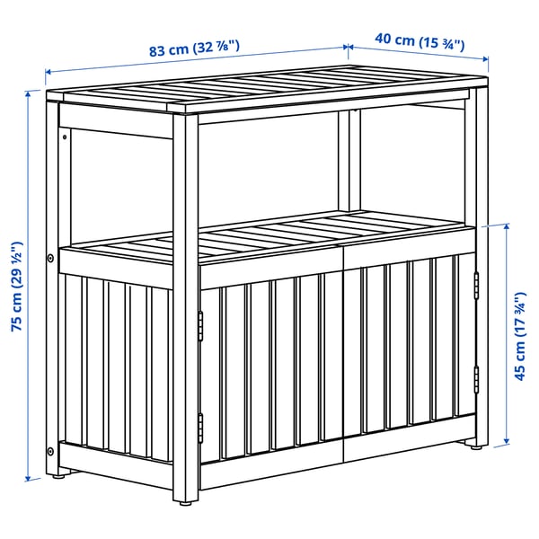 NÄMMARÖ - NÄMMARÖ Shelving unit, outdoor, light brown stained, 83x75 cm