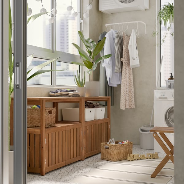 NÄMMARÖ - NÄMMARÖ Shelving unit, outdoor, light brown stained, 83x75 cm