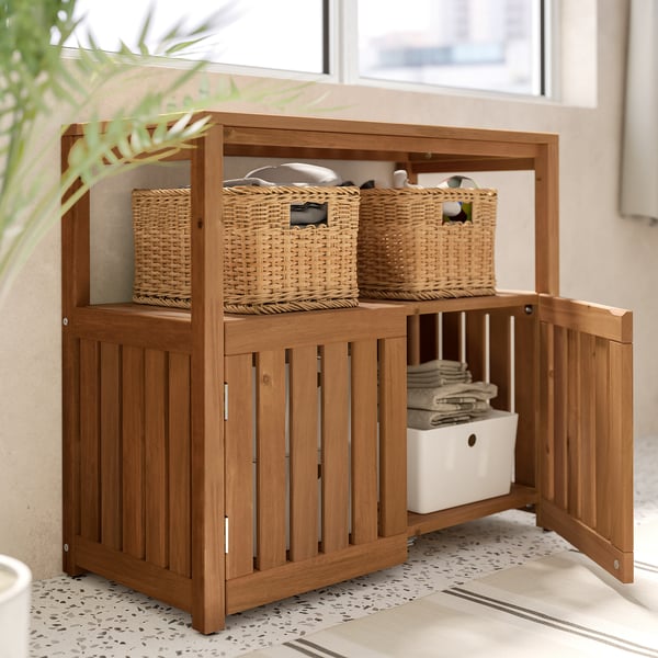 NÄMMARÖ - NÄMMARÖ Shelving unit, outdoor, light brown stained, 83x75 cm