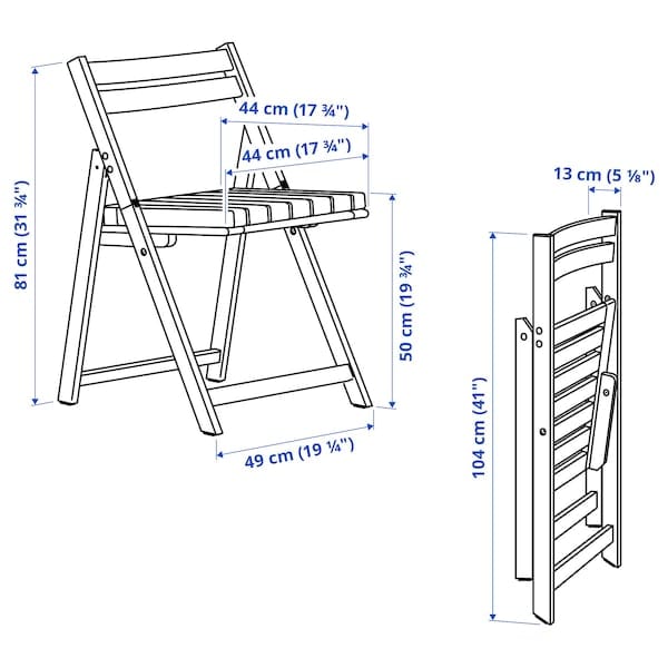 Ikea NÄMMARÖ - Garden chair, folding light brown/Frösön/Duvholmen striped pattern